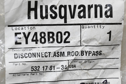 New OEM Husqvarna 532 17 81-34, 532178134 Disconnect Rod Assembly NOS
