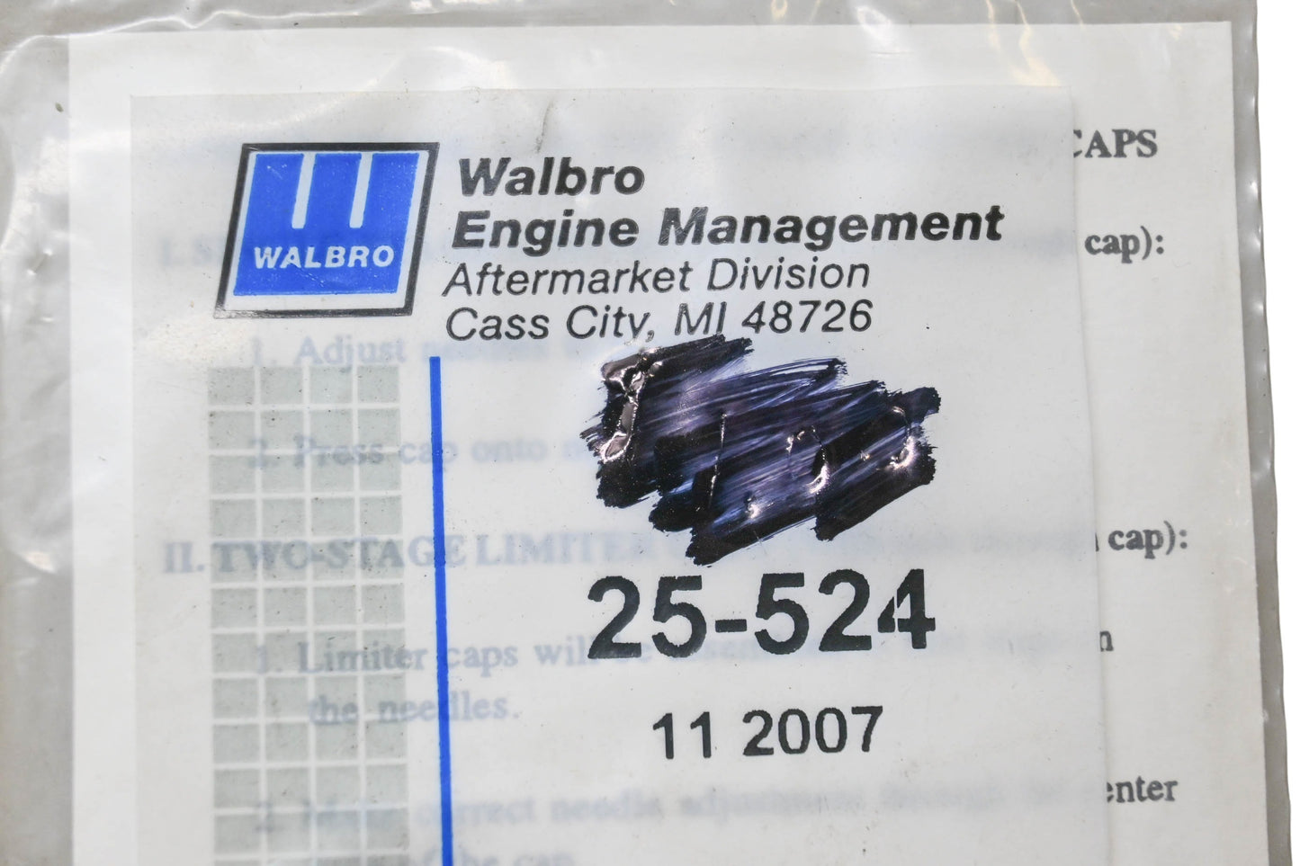Walbro 25-524 Limiter Cap NOS