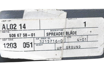 New OEM Husqvarna 506 67 58-01, 506675801 Spreader Blade NOS