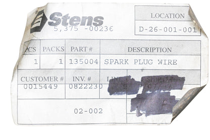 Stens 135004, 135-004 Spark Plug Wire 135" NOS