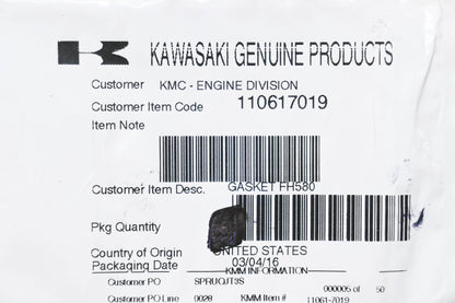 New OEM Kawasaki 110617019 Gasket NOS