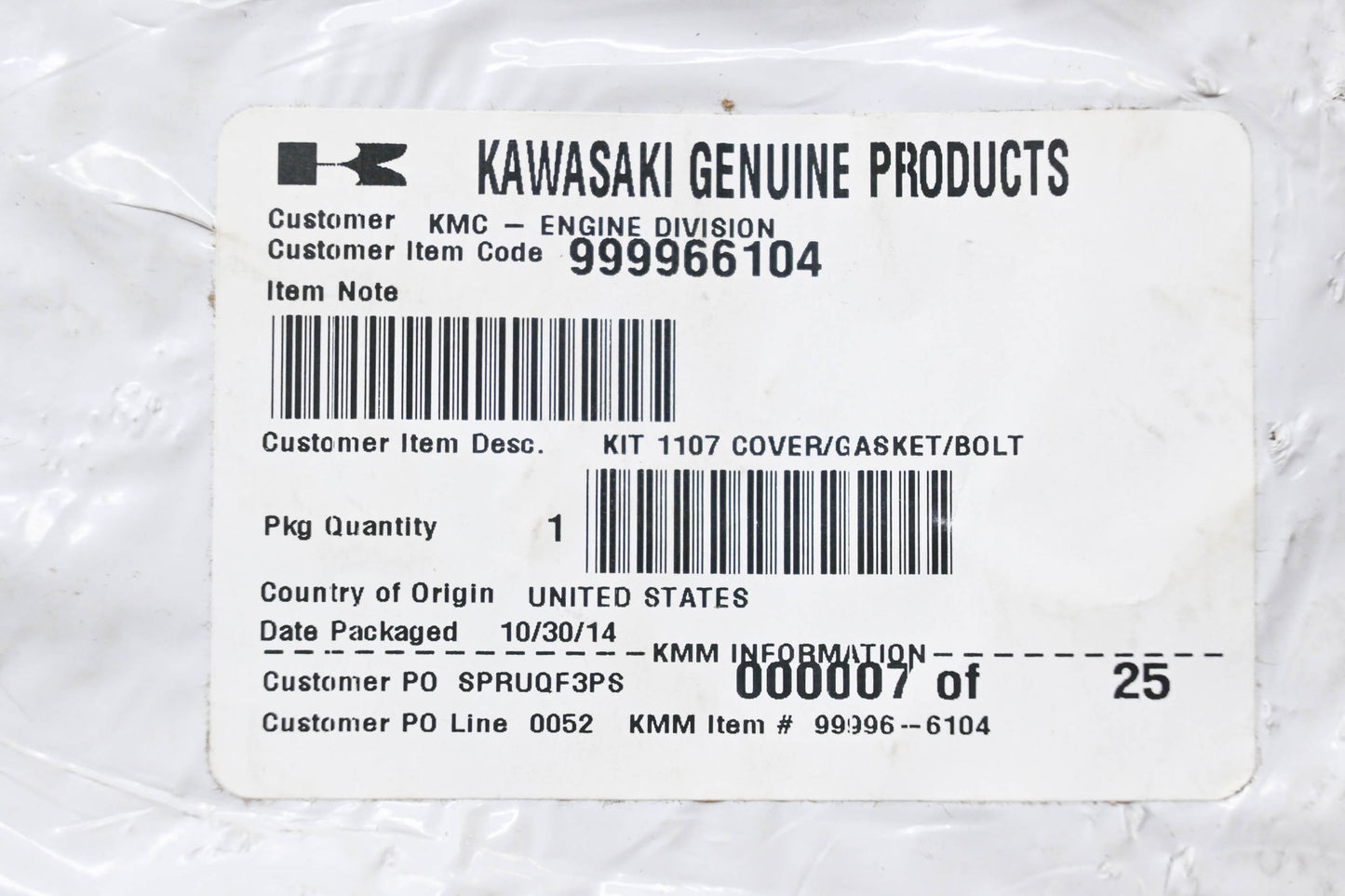 New OEM Kawasaki 999966104 Breather Gasket Bolt Kit NOS