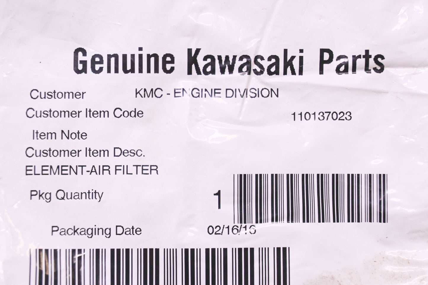 New OEM Kawasaki 110137023 Air Filter Element NOS
