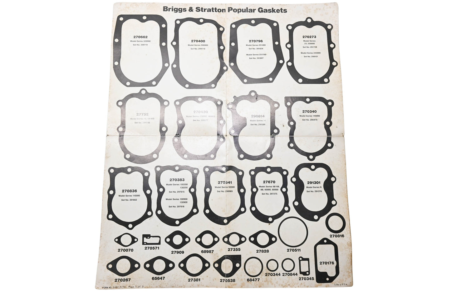 OEM Briggs & Stratton MS-5437 Popular Gaskets Guide Poster