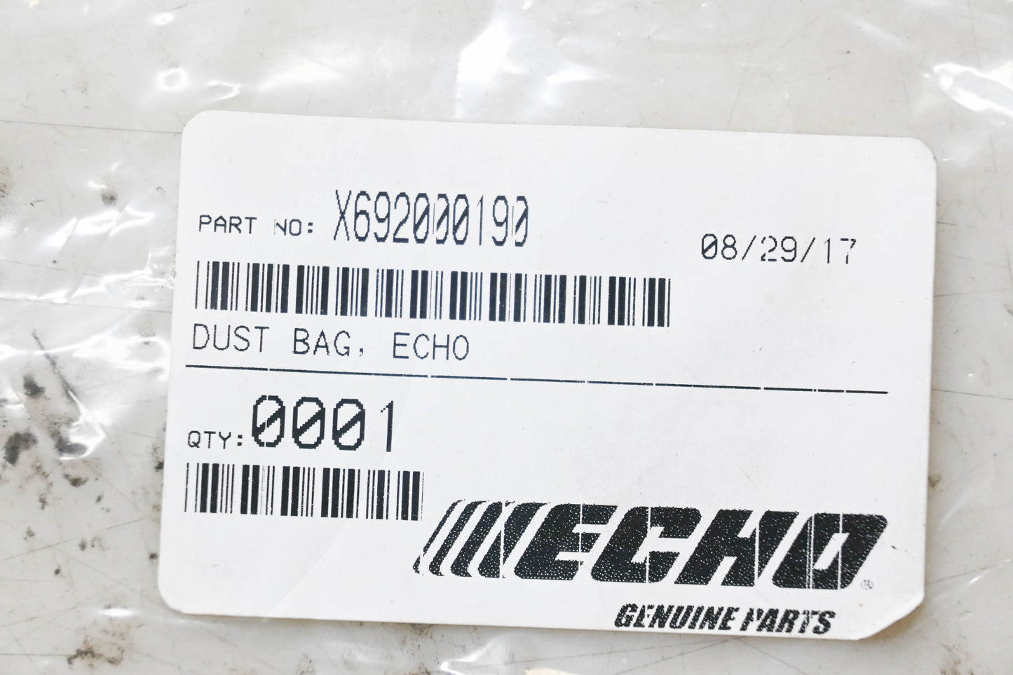 New OEM Echo X692000190 Dust Bag NOS