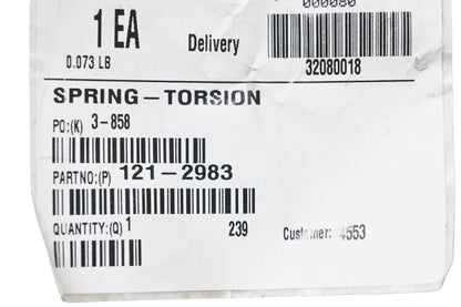 Toro 121-2983 Torsion Spring NOS