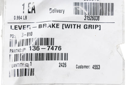 Toro 136-7476 Lever Brake NOS