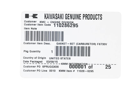 New OEM Kawasaki 110286295 Carburetor Gasket Kit NOS