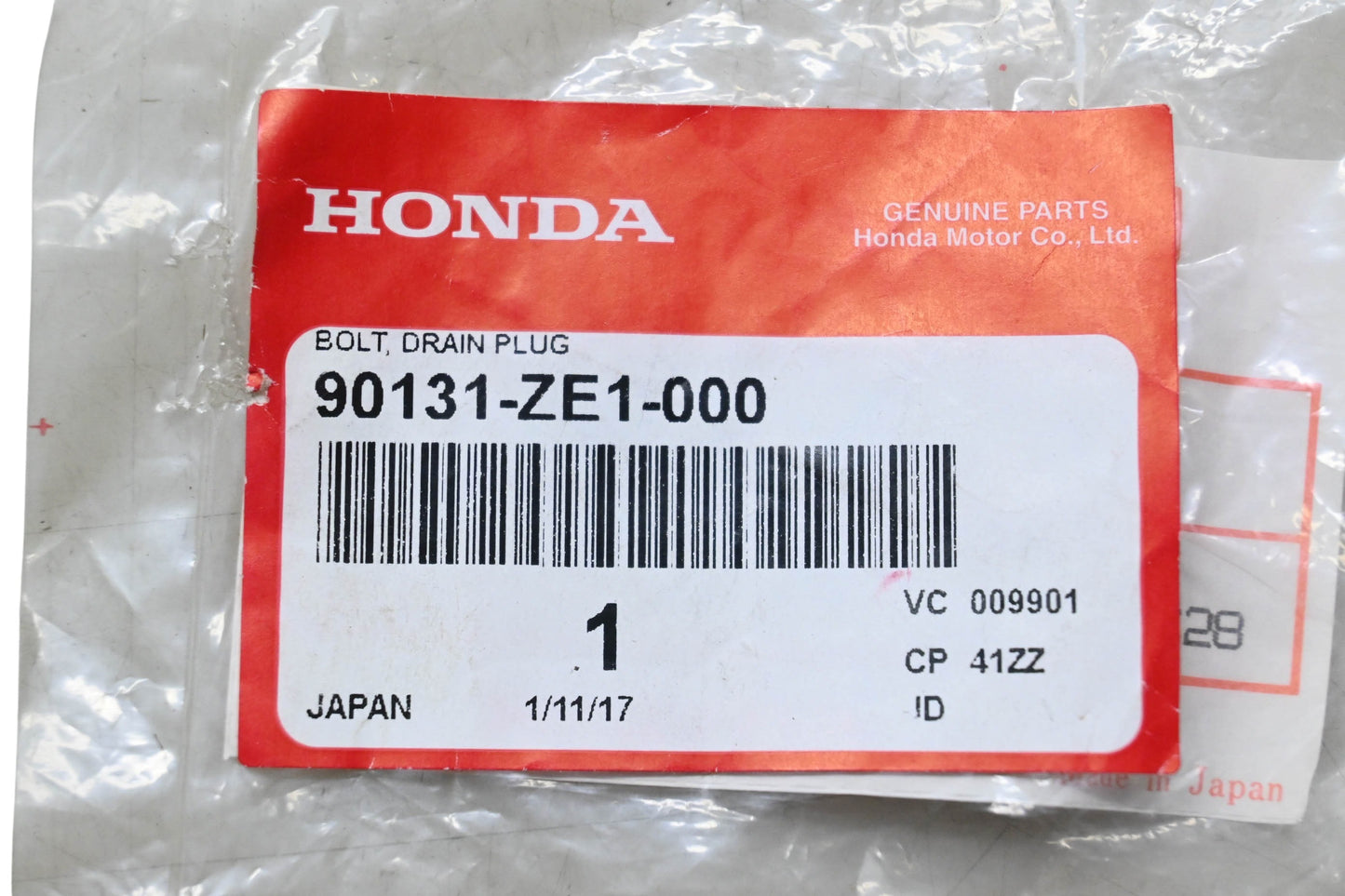 New OEM Honda 90131-ZE1-000 Drain Plug Bolt NOS