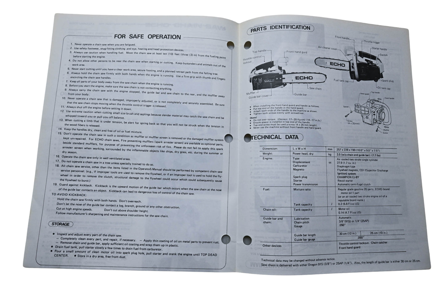 Kioritz Corporation 898 560-1393 6 Operator's Manual Echo Chain Saw CS-280E