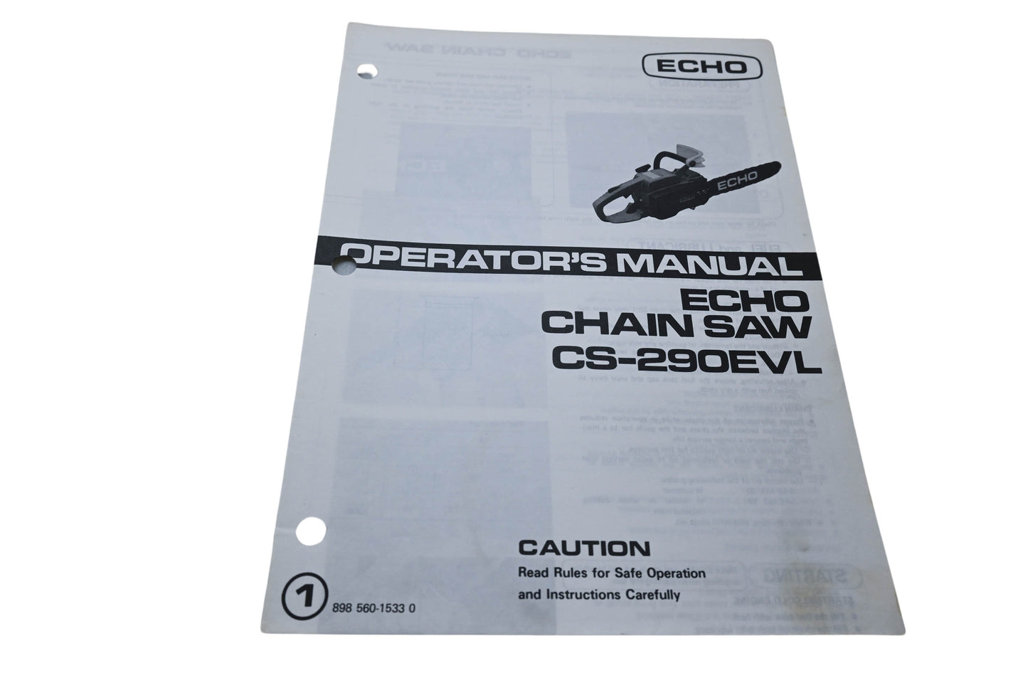Kioritz Corporation 898 560-1533 0 Operator's Manual Echo Chain Saw CS-290EVL