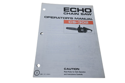 Kioritz Corporation 898 571-03931 Echo Chain Saw Operator's Manual CS-302