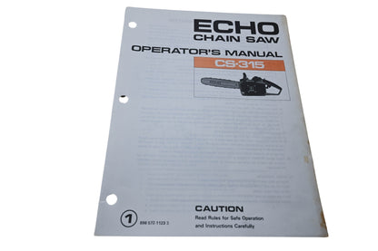 Kioritz Corporation 898 572-1123 3 Echo Chain Saw Operator's Manual CS-315 NOS