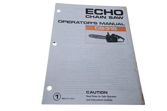 Kioritz Corporation 898 572-1123 3 Echo Chain Saw Operator's Manual CS-315 NOS
