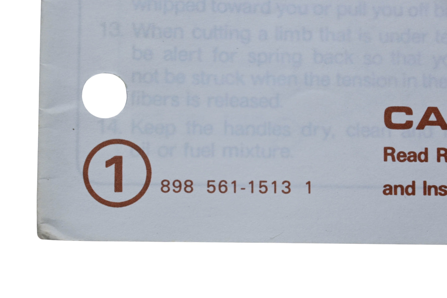Kioritz Corporation 898 561-1513 1 Echo Chain Saw Operator's Manual CS-330EVL