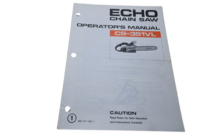 Kioritz Corporation 898 571-1053 1 Echo Chain Saw Operator's Manual CS-351VL