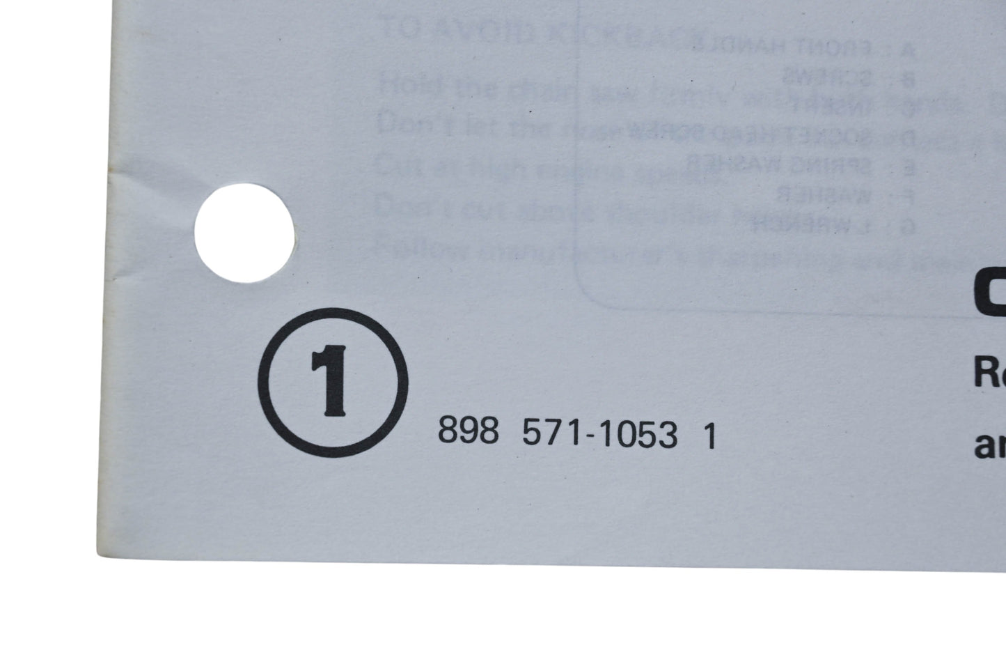 Kioritz Corporation 898 571-1053 1 Echo Chain Saw Operator's Manual CS-351VL