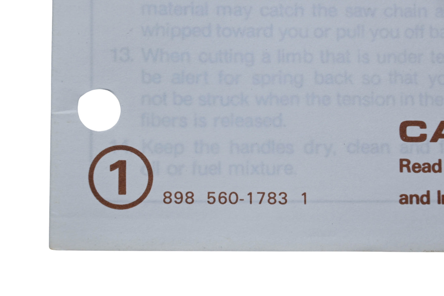Kioritz Corporation 898 560-1783 1 Echo Operator's Manual Chain Saw CS-440EVL CS-440EVLP