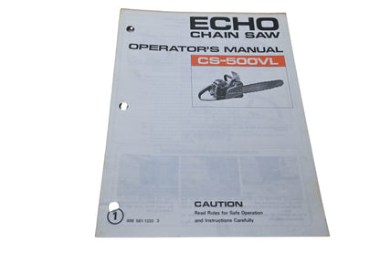 Kioritz Corporation 898 561-1233 3 Echo Chain Saw Operator's Manual CS-500VL