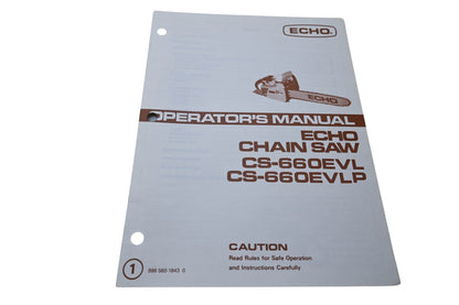 Kioritz Corporation 898 560-1843 0 Echo Operator's Manual Chain Saw CS-660EVL CS-660EVLP