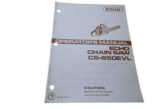Kioritz Corporation 898 561-1433 4 Echo Operator's Manual Chain Saw CS-650EVL