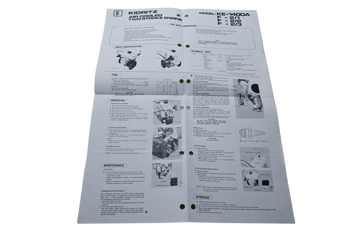 Kioritz Corporation 898 571-0522 1 Kioritz Air Cooled Two Stroke Engine Operator's Manual