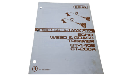 Kioritz Corporation 898 561-0963 0 Echo Operator's Manual Weed & Grass Trimmer GT-140B GT-200A