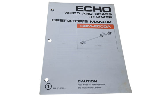 Kioritz Corporation 898 571-0753 4 Echo Weed & Grass Trimmer Operator's Manual SRM-200DA