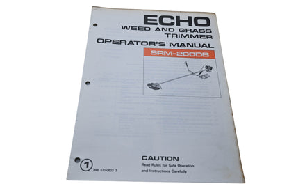 Kioritz Corporation 898 571-0803 3 Echo Weed & Grass Trimmer Operator's Manual SRM-200DB