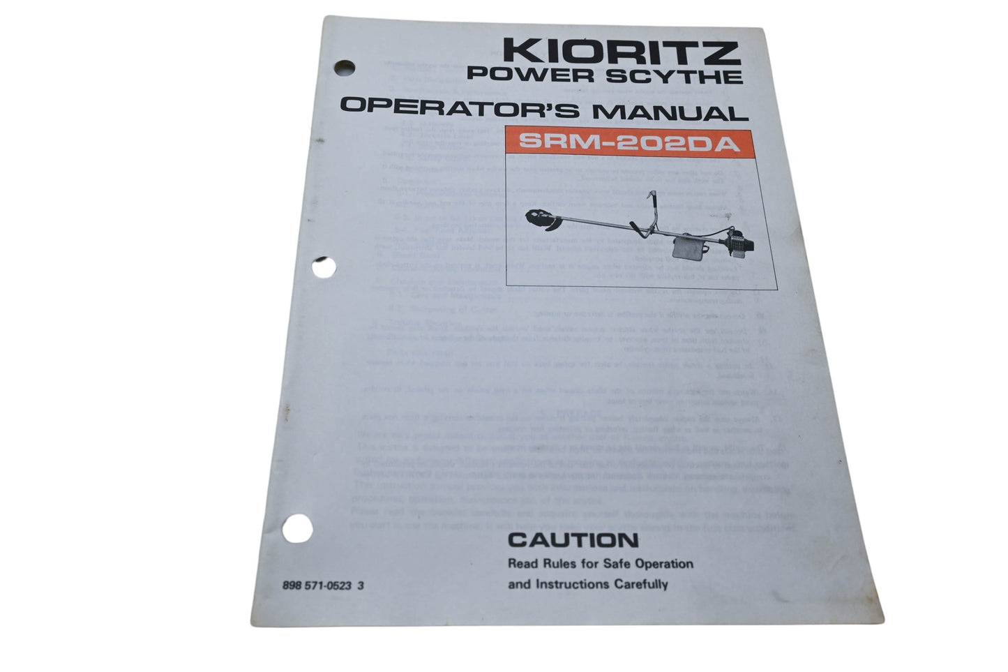 Kioritz Corporation 898 571-0523 3 Kiortiz Power Scythe Operator's Manual SRM-202DA