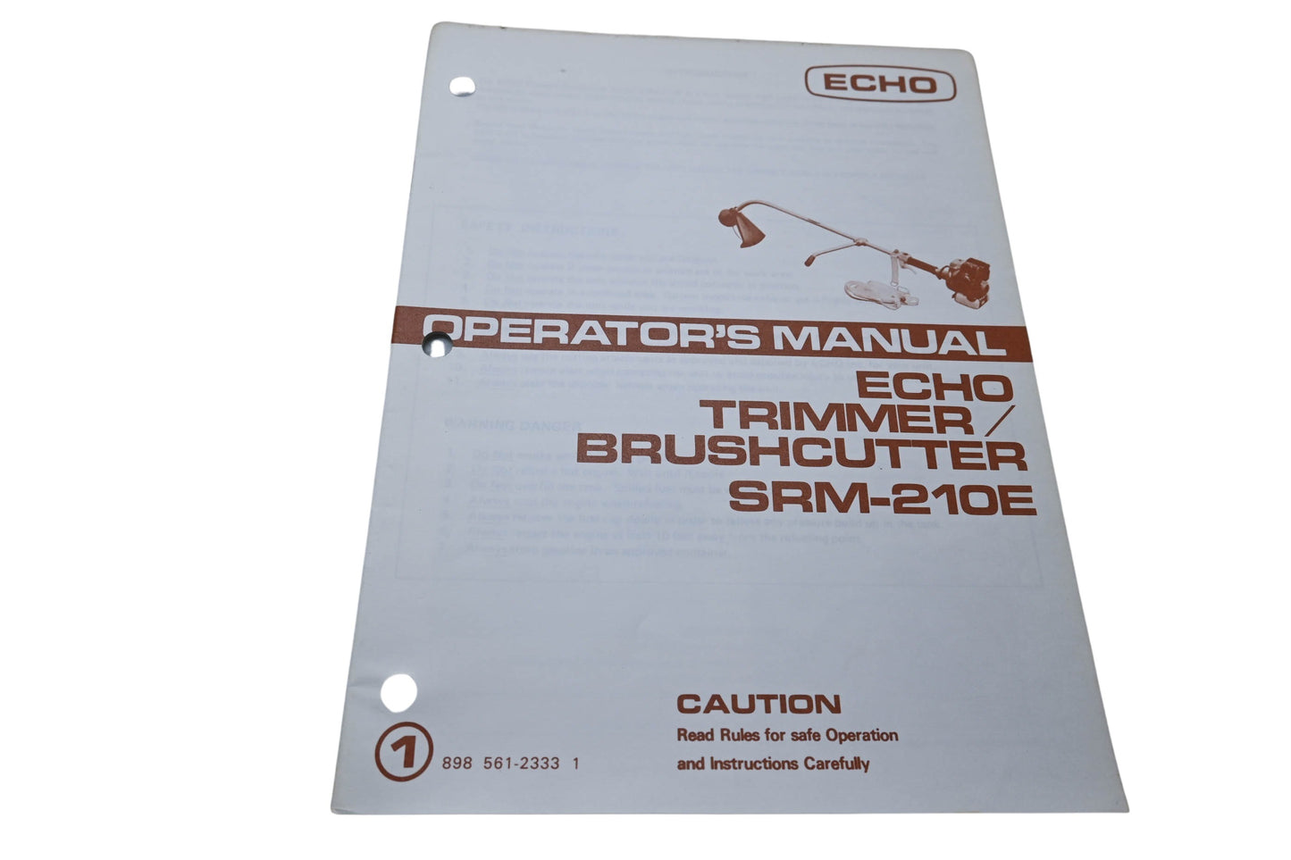 Kioritz Corporation 898 561 2333 1 Echo Operator's Manual Trimmer Brush Cutter SRM-210E