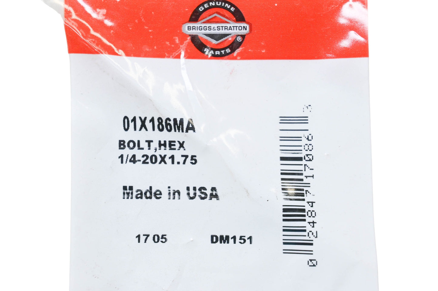 New OEM Briggs & Stratton 01X186MA Hex Bolt NOS