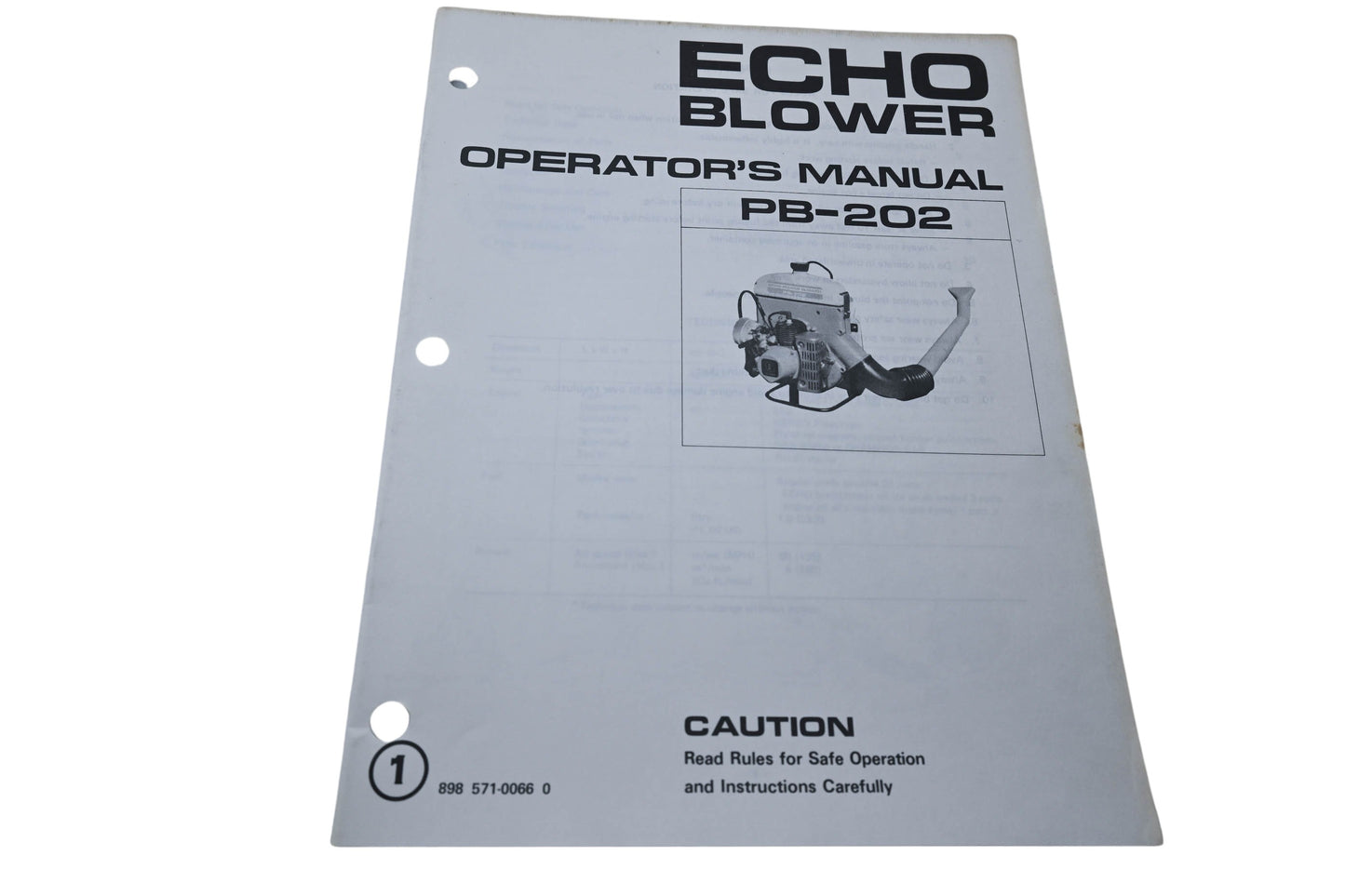 Kioritz Corporation 898 571-0066 0 Echo Blower Operator's Manual PB-202