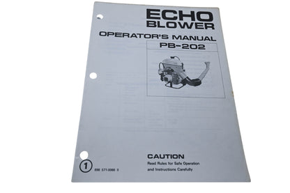 Kioritz Corporation 898 571-0066 0 Echo Blower Operator's Manual PB-202