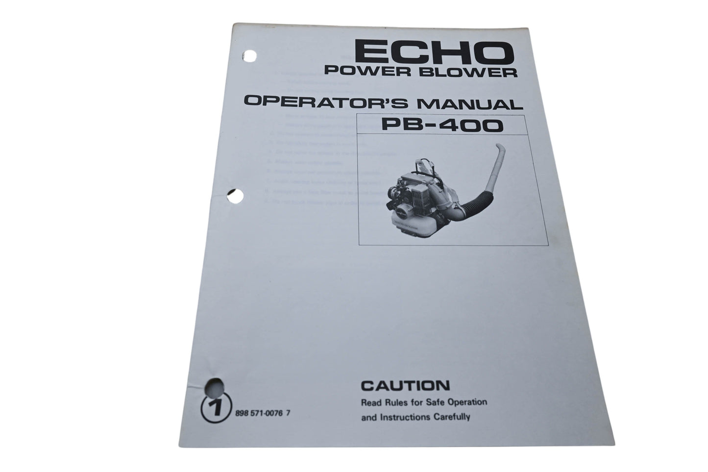 Kioritz Corporation 898 571-0076 7 Echo Power Blower Operator's Manual PB-400