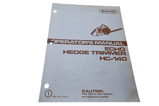 Kioritz Corporation 898 561-0136 0 Echo Operator's Manual Hedge Trimmer HC-140