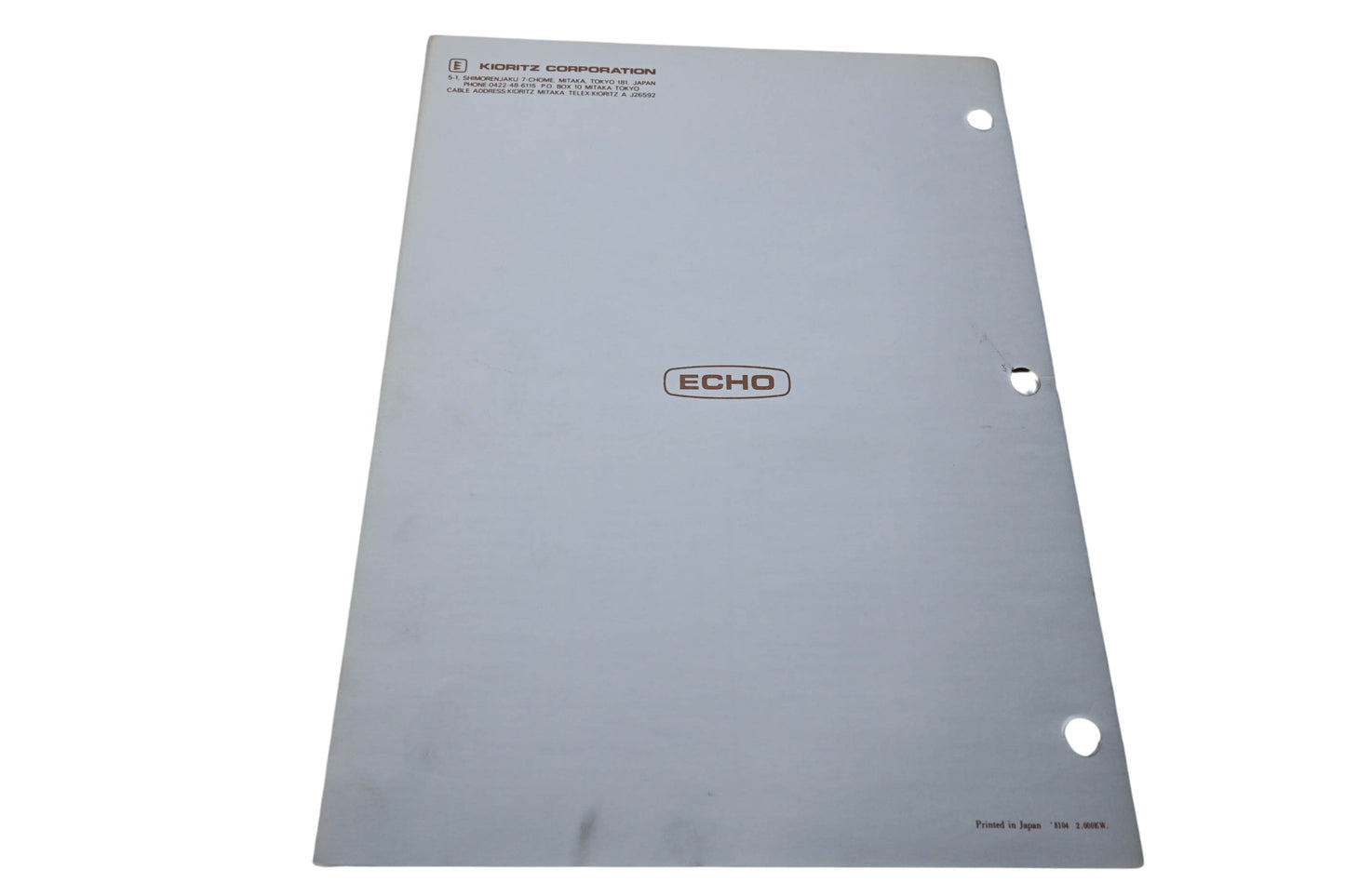 Kioritz Corporation 898 561-0136 0 Echo Operator's Manual Hedge Trimmer HC-140