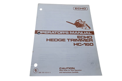 Kioritz Corporation 898 561-0216 0 Echo Operator's Manual Hedge Trimmer HC-160