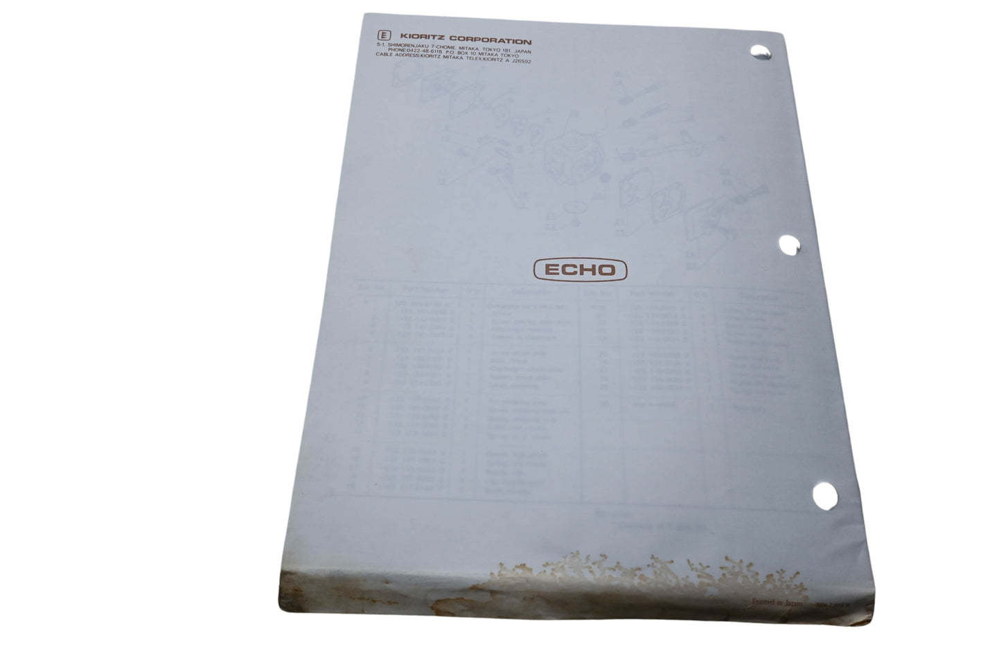 Kioritz Corporation 898 561-0306 0 Echo Operator's Manual Hedge Trimmer HC-160A