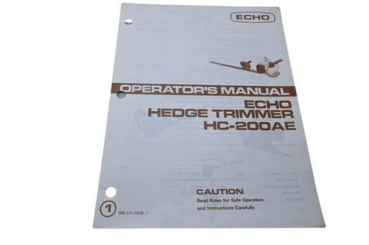 Kioritz Corporation 898 571-0206 1 Echo Operator's Manual Hedge Trimmer HC-200AE