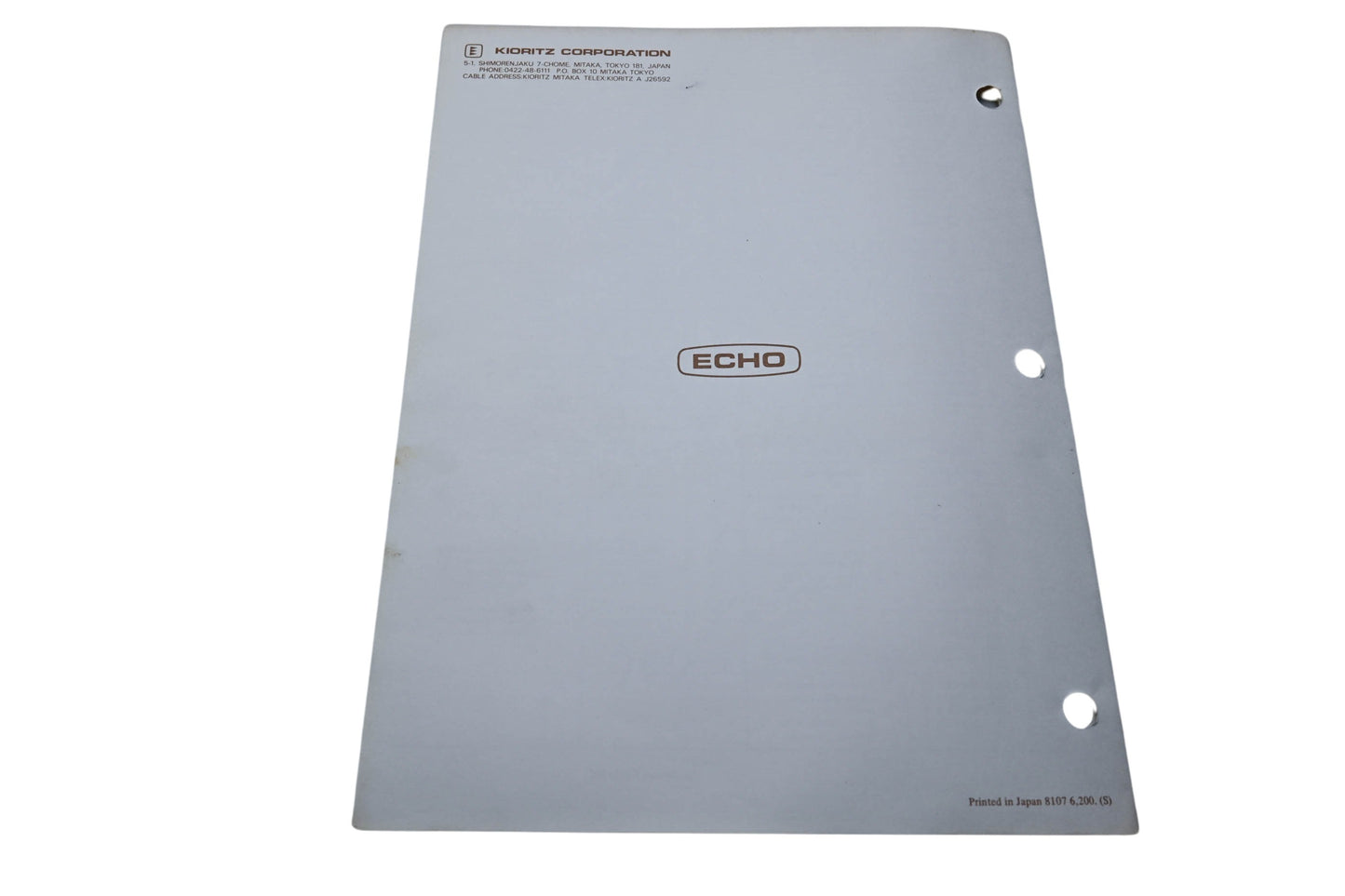 Kioritz Corporation 898 571-0206 1 Echo Operator's Manual Hedge Trimmer HC-200AE