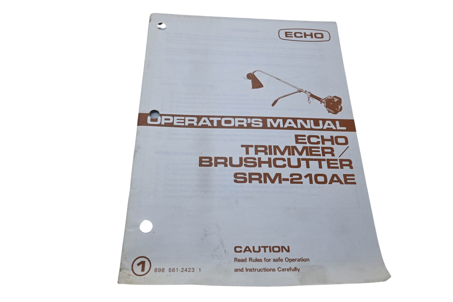 Kioritz Corporation 898 561-2423 1 Echo Operator's Manual Trimmer Brush Cutter SRM-210AE