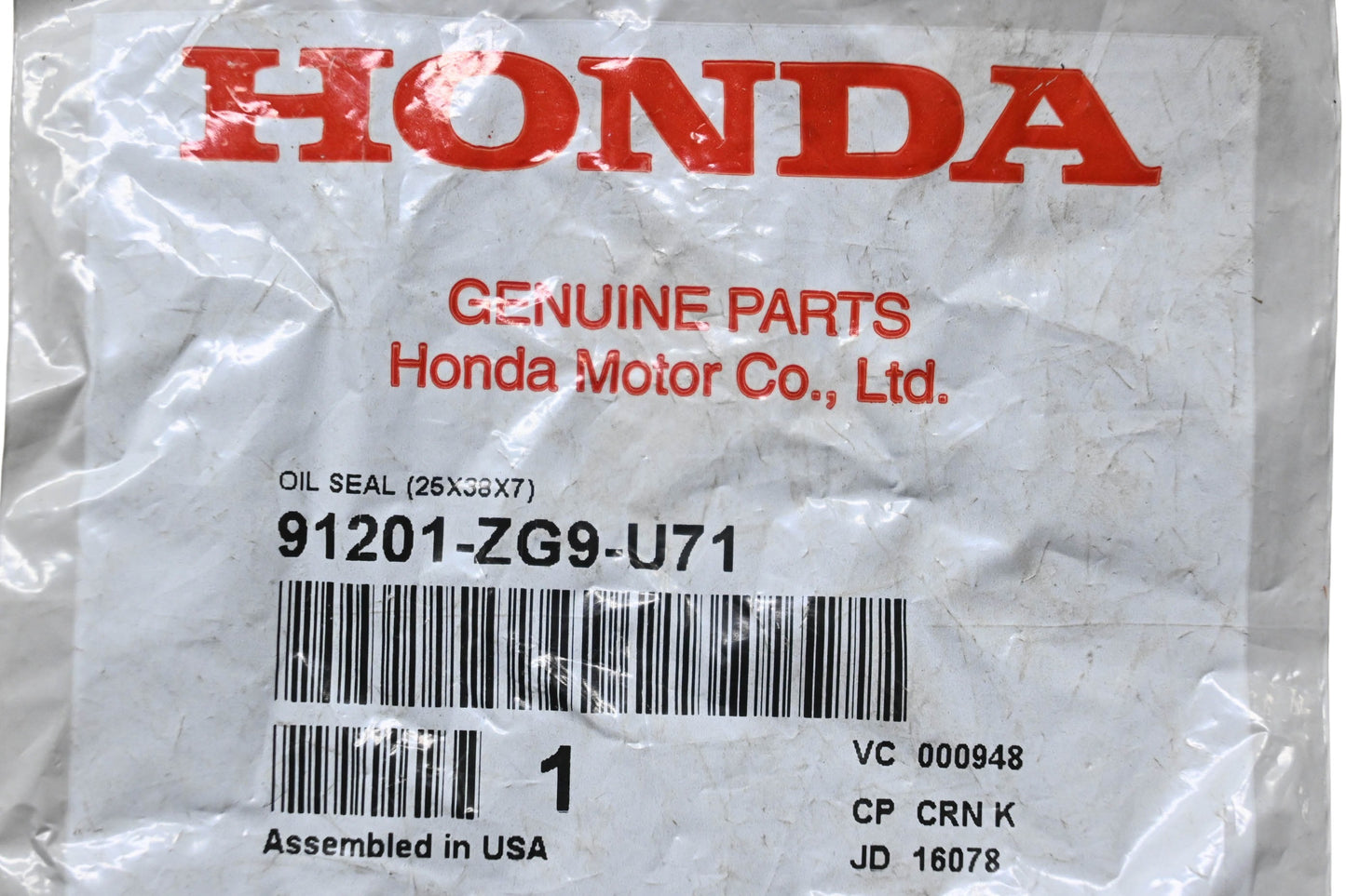 New OEM Honda 91201-ZG9-U71 Oil Seal NOS