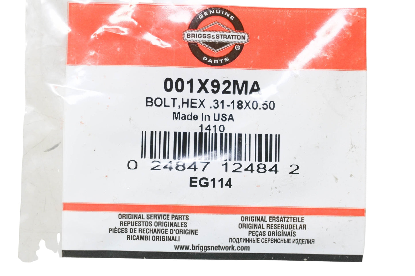 New OEM Briggs & Stratton 001X92MA Hex Bolt NOS