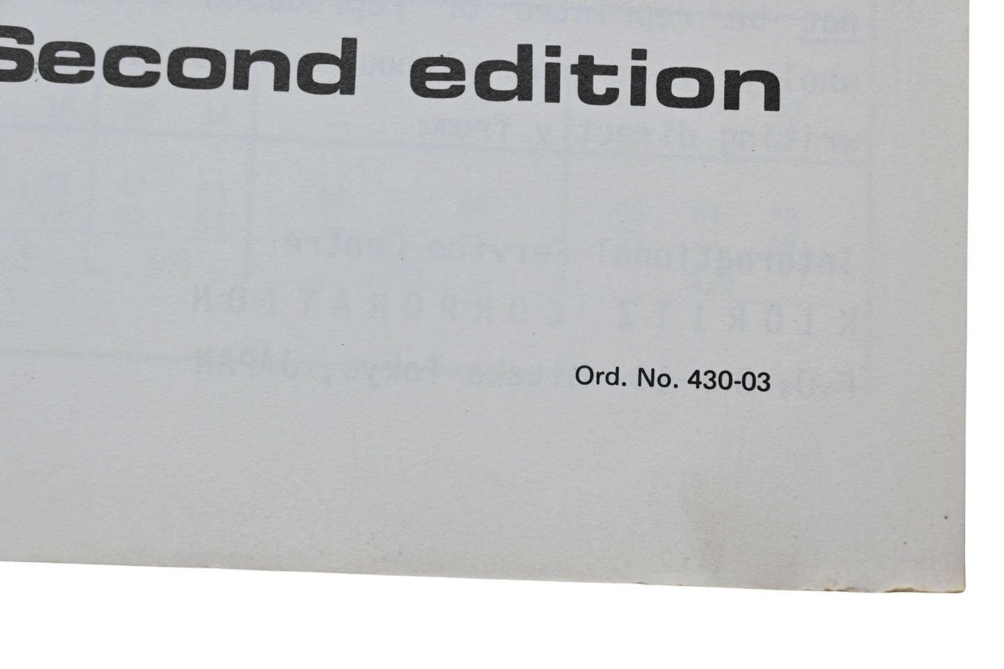 Kioritz Corporation 430-03 Echo Service Handbook Second Edition