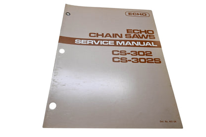 Kioritz Corporation 401-04 Echo Chain Saws Service Manual CS-302 CS-302S