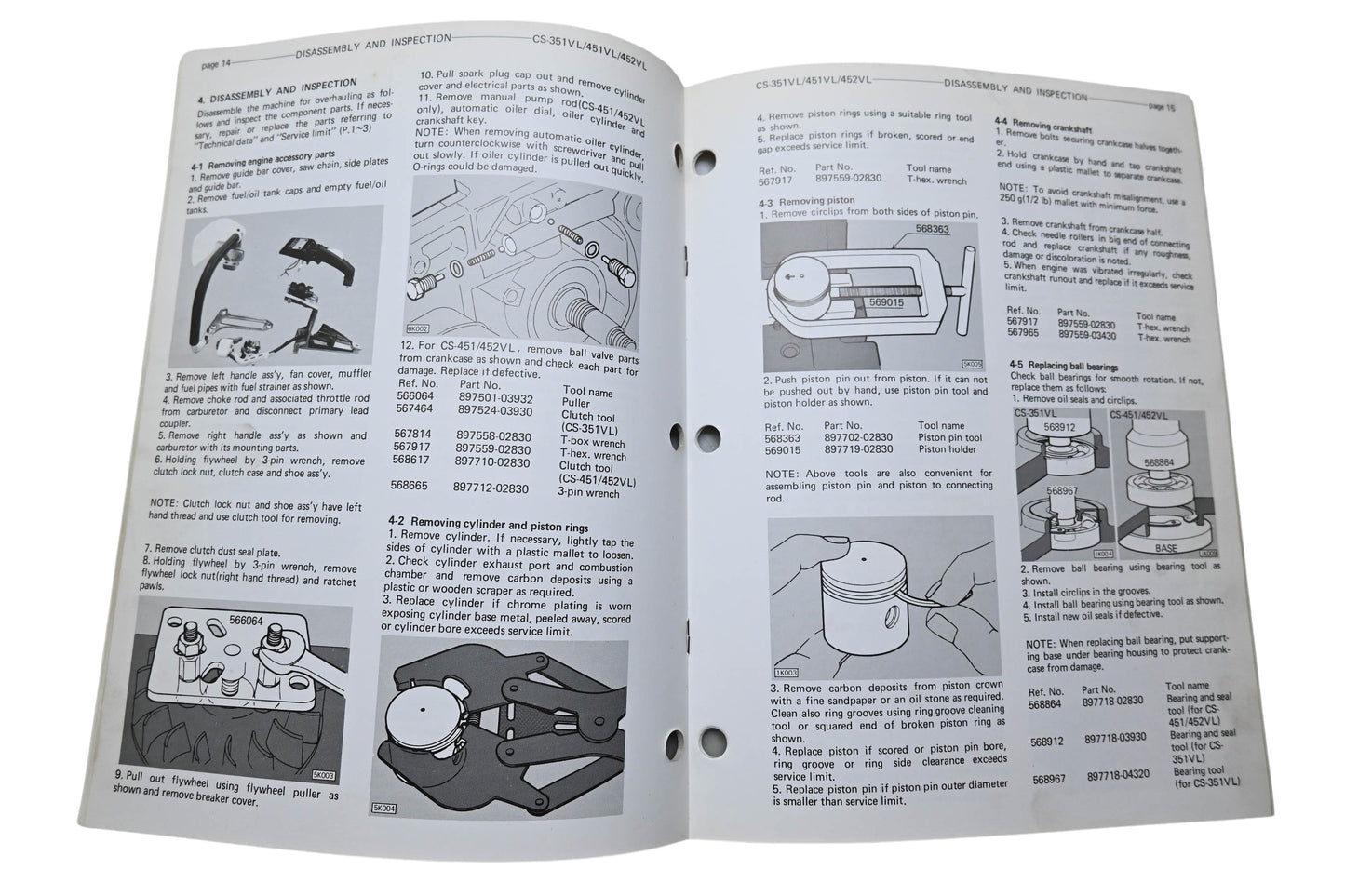 Kioritz Corporation 401-03 Echo Chain Saw Service Manual CS-351VL CS-451VL CS-452VL