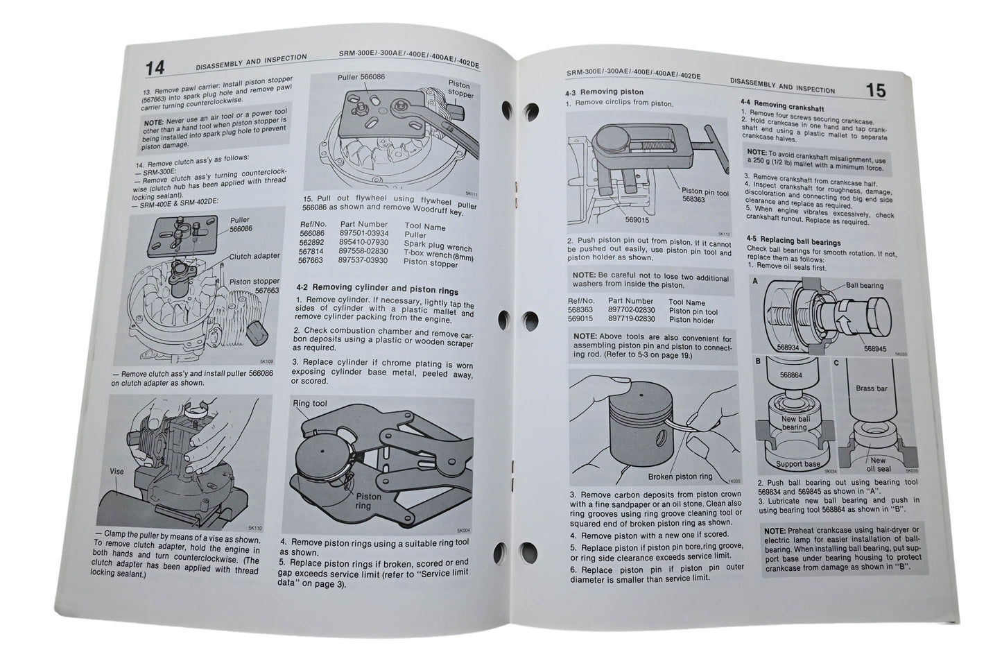 Kioritz Corporation 402-08 Echo Trimmer Brush Cutters Service Manual SRM-300E SRM-300AE SRM-400E SRM-400AE SRM-402DE