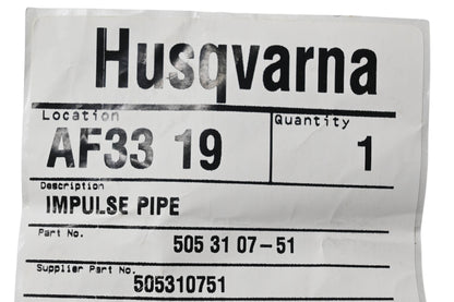 New OEM Husqvarna 505 31 07-51, 505310751 Impulse Pipe NOS