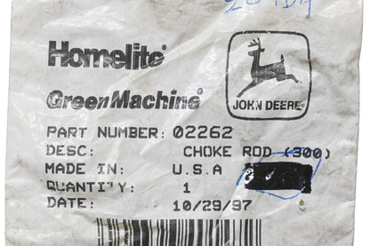 Homelite 02262 Choke Rod NOS